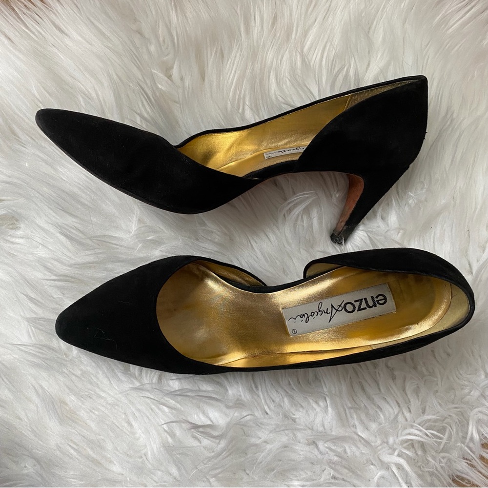 Vintage Enzo Angiolini Black Suede Heels